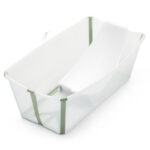0113038 stokke vaschetta pieghevole flexi bath con supporto newborn trasparente verde